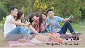  Presentation with picnic table and food - Amazing PPT layouts having go down - friends go picnic together backdrop and a coral colored foreground