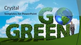  Presentation with environmental - Slides with go green environmental concept background and a light blue colored foreground