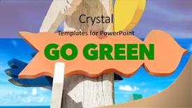  Presentation with going green - Colorful presentation enhanced with go green sign with beach backdrop and a coral colored foreground