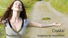  Presentation with summer sun - Cool new presentation theme with go green tree - beautiful girl enjoying summer sun backdrop and a  colored foreground