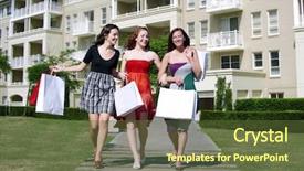  Presentation with mystery shopping - Amazing PPT theme having go green tree - clothes shopping three girlfriends going backdrop and a tawny brown colored foreground