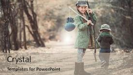  Presentation with woods - Theme featuring go green tree - girl goes through the woods background and a mint green colored foreground