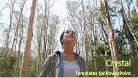  Presentation with hiking - Slide deck consisting of go green tree - woman go hiking and enjoy background and a tawny brown colored foreground