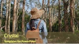  Presentation with hike forest - Amazing PPT layouts having go green tree - woman go hiking in forest backdrop and a  colored foreground