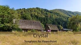  Presentation with japanese - Audience pleasing slide set consisting of go greenery - japanese shirakawago village house backdrop and a gold colored foreground
