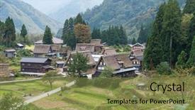  Presentation with japanese - Beautiful slide deck featuring go greenery - japanese shirakawago village backdrop and a  colored foreground