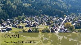  Presentation with japanese kanji - PPT theme featuring go greenery - japanese shirakawago village background and a  colored foreground