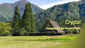  Presentation with japan - PPT theme consisting of go greenery - shirakawago village in japan background and a tawny brown colored foreground