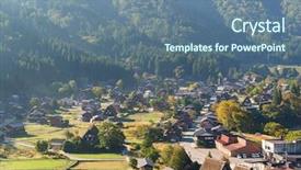  Presentation with japanese - Cool new theme with go greenery - traditional japanese shirakawago village backdrop and a ocean colored foreground
