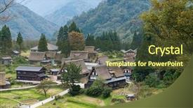  Presentation with traditional musical instruments word - Audience pleasing PPT layouts consisting of go greenery - traditional shirakawago village backdrop and a  colored foreground