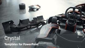  Presentation with tires - Cool new slide set with go-kart-cars-and-damaged backdrop and a dark gray colored foreground