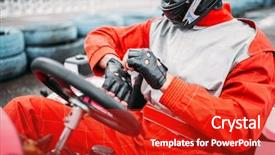  Presentation with driver - Slides enhanced with go-kart driver in helmet background and a crimson colored foreground