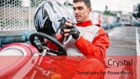  Presentation with speed - PPT theme having go kart driver on karting background and a red colored foreground