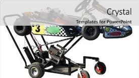  Presentation with tranzum companies and service - Audience pleasing presentation theme consisting of go kart on service trolley backdrop and a  colored foreground