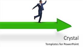  Presentation with brown sugar isolated on white - Presentation theme having go market strategy - businessman walking on arrow isolated background and a  colored foreground