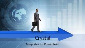  Presentation with walking - Presentation consisting of go market strategy - businessman walking on arrow background and a  colored foreground