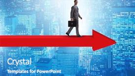  Presentation with stock market abstract business concept - Beautiful presentation design featuring go market strategy - businessman walking on arrow backdrop and a  colored foreground