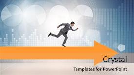  Presentation with walking - Theme having go market strategy - businessman walking on arrow background and a yellow colored foreground