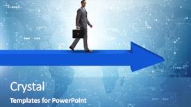  Presentation with walking - Slides enhanced with go market strategy - businessman walking on arrow background and a teal colored foreground