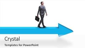  Presentation with walking - Theme consisting of go market strategy - businessman walking on arrow background and a white colored foreground