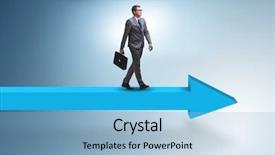  Presentation with walking - Beautiful slide set featuring go market strategy - businessman walking on arrow backdrop and a light blue colored foreground