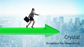  Presentation with strategy - Beautiful PPT layouts featuring go market strategy - businesswoman walking on arrow sign backdrop and a light blue colored foreground