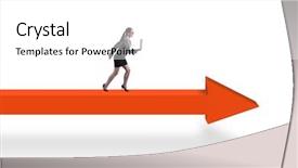  Presentation with deaf dumb sign language used - Amazing presentation theme having go market strategy - businesswoman walking on arrow sign backdrop and a  colored foreground