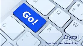  Presentation with keyboard - Slides having go market strategy - close up of go keyboard background and a sky blue colored foreground