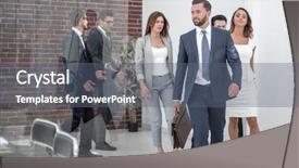  Presentation with glass - Theme consisting of go meeting - behind the glass business team background and a ocean colored foreground