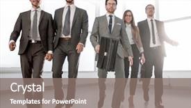  Presentation with business people moving gear - PPT theme with go meeting - business people go down background and a gray colored foreground