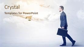  Presentation with elegant - Presentation design consisting of go meeting - elegant businessman going somewhere background and a cream colored foreground