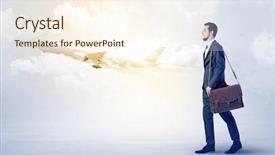  Presentation with elegant - Presentation design featuring go meeting - elegant businessman going somewhere background and a cream colored foreground