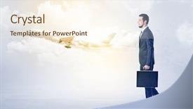  Presentation with elegant - Presentation theme with go meeting - elegant businessman going somewhere background and a cream colored foreground