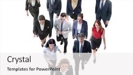  Presentation with leader - Cool new presentation design with go meeting - going business people behind backdrop and a white colored foreground