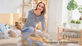  Presentation with journey - PPT theme featuring go-on-an-adventure-happy background and a coral colored foreground