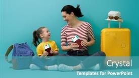  Presentation with mom daughter - Audience pleasing slides consisting of go-on-an-adventure-happy backdrop and a teal colored foreground