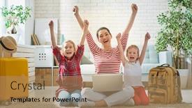  Presentation with adventure - Colorful PPT theme enhanced with go-on-an-adventure-happy backdrop and a coral colored foreground