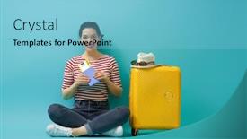  Presentation with teal - Amazing slides having go-on-an-adventure-happy backdrop and a light blue colored foreground