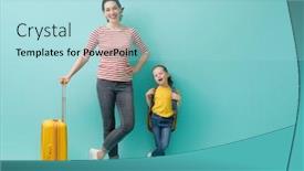  Presentation with mom daughter - Slide set with go-on-an-adventure-happy background and a light blue colored foreground