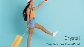  Presentation with teal - PPT theme enhanced with go-on-an-adventure-happy background and a light blue colored foreground