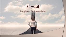  Presentation with road - Presentation design consisting of go stop sign - business woman looking at road background and a lemonade colored foreground