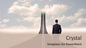  Presentation with road stop sign - Slides having go stop sign - businessman looking at 3d road background and a soft green colored foreground