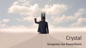  Presentation with road - Slide deck having go stop sign - businessman looking at 3d road background and a lemonade colored foreground