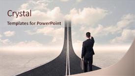  Presentation with road - PPT layouts featuring go stop sign - businessman looking at 3d road background and a lemonade colored foreground