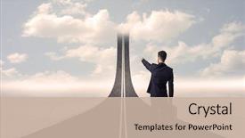  Presentation with road - Colorful slide set enhanced with go stop sign - businessman looking at 3d road backdrop and a soft green colored foreground