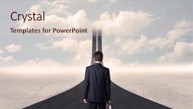  Presentation with road - Theme with go stop sign - businessman looking at 3d road background and a lemonade colored foreground