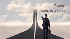  Presentation with road stop sign - Presentation consisting of go stop sign - businessman looking at 3d road background and a lemonade colored foreground