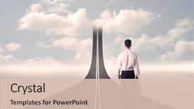  Presentation with road - Amazing slide deck having go stop sign - businessman looking at 3d road backdrop and a lemonade colored foreground