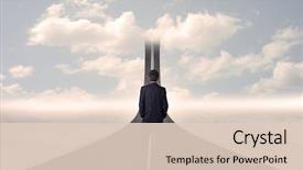  Presentation with road stop sign - Slide deck enhanced with go stop sign - businessman looking at 3d road background and a  colored foreground