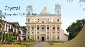  Presentation with city church - Audience pleasing slide deck consisting of goa city state goa india backdrop and a cool aqua colored foreground